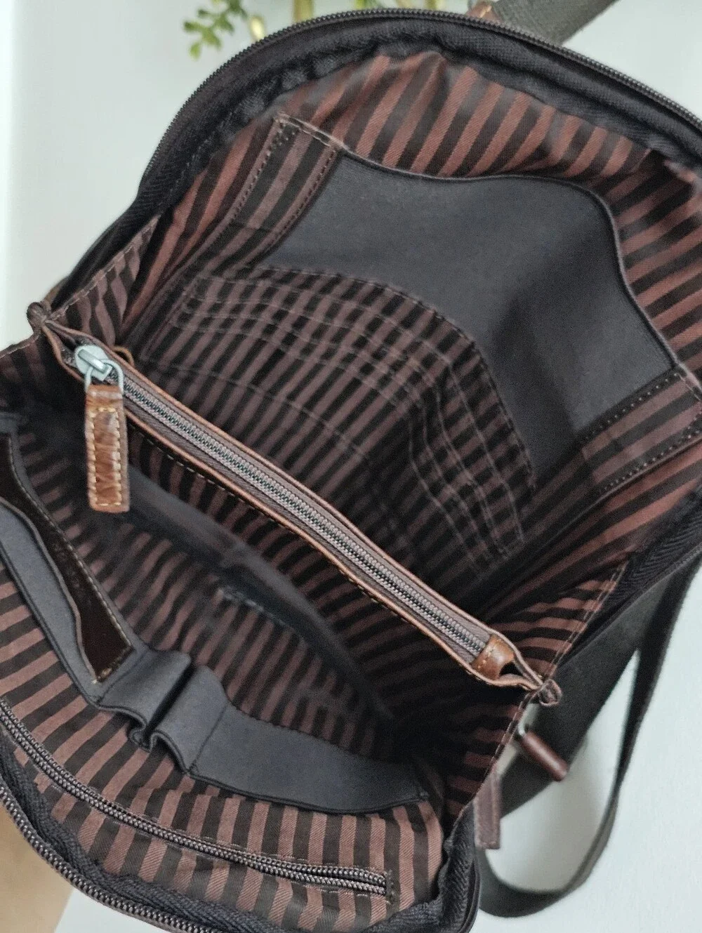 Jack Georges Voyager Convertible Backpack Brown Buffalo Leather Floral Embossed